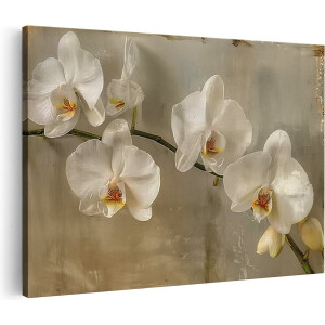 Artaza Canvas Schilderij Witte Orchideeën op een Tak - Bloemen - 120x80 cm - Groot - Wanddecoratie Woonkamer - Schilderijen - Muurdecoratie
