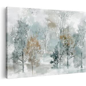 Artaza Canvas Schilderij Aquarelkunstwerk van Bomen - 120x80 cm - Groot - Wanddecoratie Woonkamer - Schilderijen - Muurdecoratie