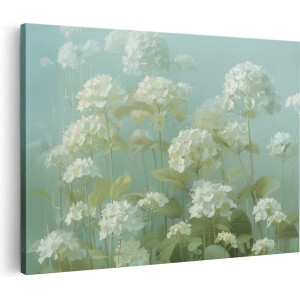 Artaza Canvas Schilderij Witte Bloemen in een Veld - 60x40 - Wanddecoratie - Foto Op Canvas - Canvas Print