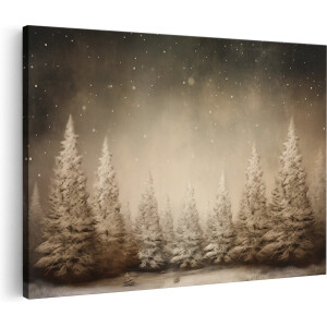 Artaza Canvas Schilderij Vintage Bos met Sneeuw - 30x20 - Klein - Foto Op Canvas - Canvas Print