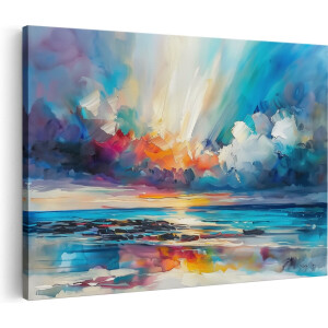 Artaza Canvas Schilderij Zonsondergang Abstract - 90x60 cm - Wanddecoratie Woonkamer - Muurdecoratie Abstracte Kunst - Schilderijen Op Canvas