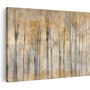 Artaza Canvas Schilderij Kunstwerk van Bomen in een Bos - 60x40 cm - Wanddecoratie Woonkamer - Schilderijen - Muurdecoratie
