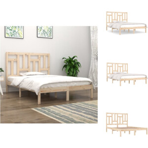 vidaXL Bedframe Grenenhout - 205.5x145.5x31 cm - Comfortabel hoofdeinde - Geschikt voor matras 140x200 cm - Bed