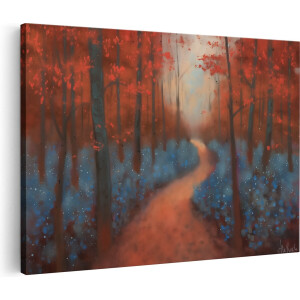 Artaza Canvas Schilderij Kunstwerk van een Pad in het Bos - 60x40 cm - Wanddecoratie Woonkamer - Schilderijen - Muurdecoratie