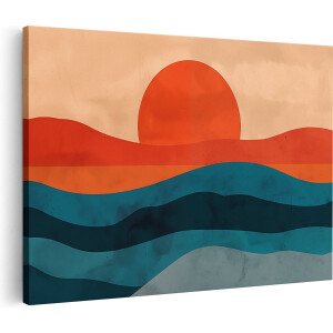 Artaza Canvas Schilderij Zonsopgang boven de Oceaan - 60x40 cm - Wanddecoratie Woonkamer - Schilderijen - Muurdecoratie