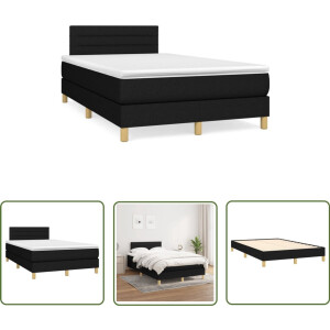 vidaXL Slaapcomfort - Boxspring - Boxspring met matras stof zwart 120x190 cm - Boxspringbed - Matras - Bedstek