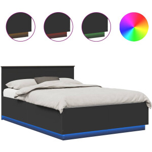 vidaXL - Bedframe - met - hoofdeinde - Zwart - 150 - x - 200 - cm - Bewerkt - hout