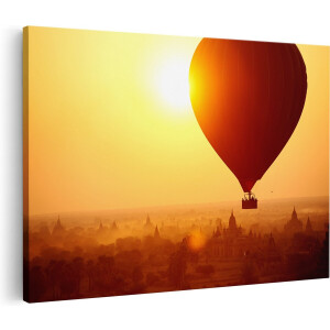 Artaza Canvas Schilderij Luchtballon in Bagan, Myanmar - 90x60 - Foto Op Canvas - Canvas Print - Muurdecoratie