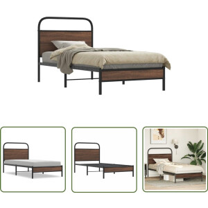 vidaXL Houten Bed - Bed Frame - Bedframe zonder matras bewerkt hout bruin eikenkleur 100x200 cm - Bedkast - Tweepersoonsbed - Boxspring