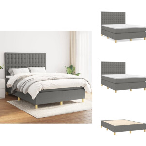 vidaXL Boxspring - Boxsprings - Bed - Slaapmeubel - Boxspring met matras stof donkergrijs 140x190 cm