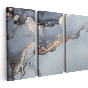Artaza Canvas Schilderij Drieluik Abstracte Kunst Grijs Marmer - 180x120 - Groot - Foto Op Canvas - Canvas Print