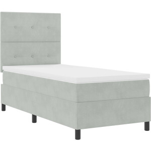 vidaXL - Boxspring - bed - met - hoofdeinde - Lichtgrijs - 90 - x - 190 - cm - Fluweel