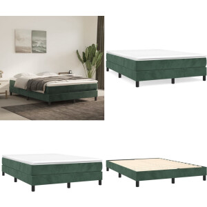 vidaXL Bedframe zonder matras 140x200 cm fluweel donkergroen - Bedframe - Bedframes - Slaapmeubel - Bedbodem