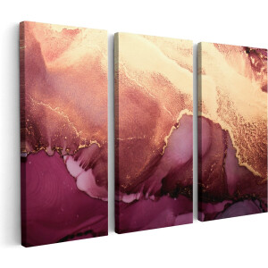 Artaza Canvas Schilderij Drieluik Abstracte Kunst - Luxueuze Roze Gouden Marmer - 120x80 - Foto Op Canvas - Canvas Print