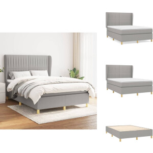 vidaXL Boxspring - Boxsprings - Bed - Slaapmeubel - Boxspring met matras stof lichtgrijs 140x190 cm