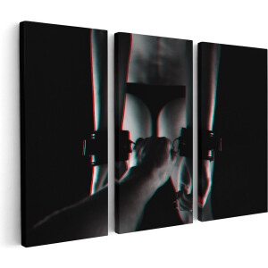 Artaza Canvas Schilderij Drieluik Seks Handboeien - Erotiek - Zwart Wit - 120x80 - Foto Op Canvas - Canvas Print