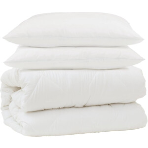 vidaXL - Deken - Set - met - kussen - 3 - st - Wit - Microvezel
