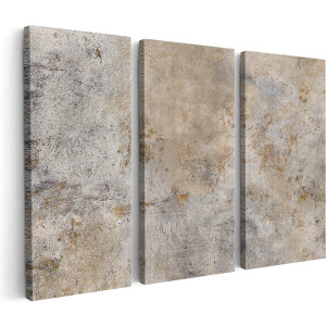 Artaza Canvas Schilderij Drieluik Abstracte Kunst - Grijze Cement - 150x100 cm - Groot - Wanddecoratie Woonkamer - Schilderijen - Muurdecoratie