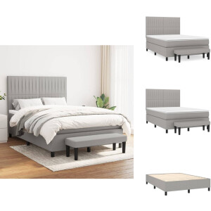 vidaXL Boxspring - Boxsprings - Pocketveringbed - Bed - Boxspring met matras stof lichtgrijs 140x200 cm