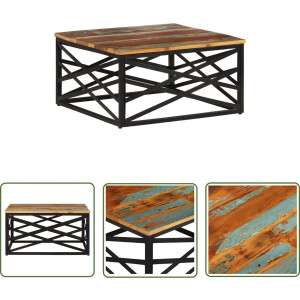 vidaXL Industrieel - Salontafel - Salontafel 68x68x35 cm massief gerecycled hout - Houten Salontafel - Recycled Wood Furniture - Vintage Style