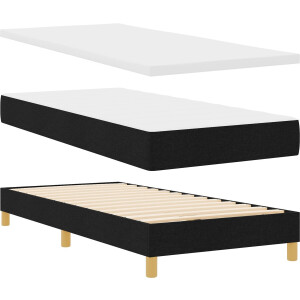vidaXL - Boxspring - bed - met - matras - met - hoofdeinde - Zwart - 80 - x - 200 - cm - Stof