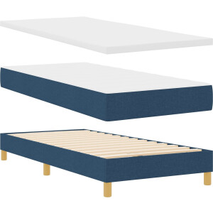 vidaXL - Boxspring - bed - met - hoofdeinde - Blauw - 90 - x - 200 - cm - Stof