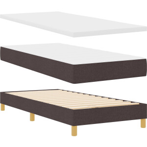 vidaXL - Boxspring - bed - met - matras - Donkerbruin - en - Wit - 100 - x - 200 - cm - Stof