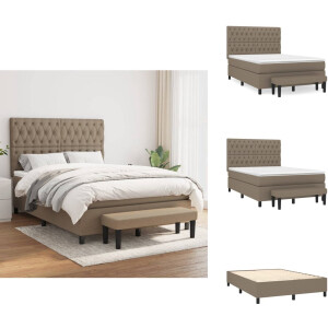 vidaXL Boxspring - Boxsprings - Pocketveringbed - Bed - Boxspring met matras stof taupe 140x200 cm