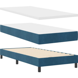 vidaXL - Boxspring - bed - met - matras - Donkerblauw - 200 - x - 90 - cm - Polyester