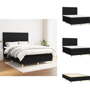 vidaXL Boxspring - Boxsprings - Bed - Slaapmeubel - Boxspring met matras stof zwart 140x200 cm