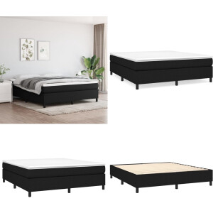 vidaXL Boxspring met matras stof zwart 180x200 cm - Boxspring - Boxsprings - Bed - Slaapmeubel