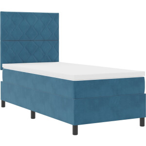 vidaXL - LED - Box - Spring - Bed - Donkerblauw - 90 - x - 190 - cm - Fluweel