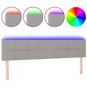 vidaXL - Hoofdbord - LED - 160x5x78/88 - cm - stof - lichtgrijs
