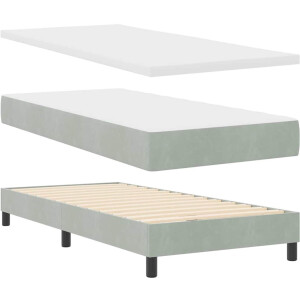 vidaXL - Boxspring - bed - met - hoofdeinde - Lichtgrijs - 90 - x - 190 - cm - Fluweel