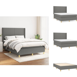 vidaXL Boxspring - Boxsprings - Bed - Slaapmeubel - Boxspring met matras stof donkergrijs 140x190 cm