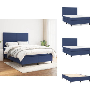 vidaXL Boxspring - Boxsprings - Bed - Slaapmeubel - Boxspring met matras stof blauw 140x190 cm