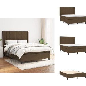vidaXL Boxspring - Boxsprings - Bed - Slaapmeubel - Boxspring met matras stof donkerbruin 140x200 cm