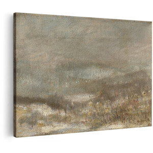 Artaza Canvas Schilderij Winterlandschap - 150x100 cm - Groot - Wanddecoratie Natuur - Muurdecoratie Besneeuwde Velden - Schilderijen Op Canvas Bomen