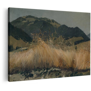 Artaza Canvas Schilderij Landschap - 180x120 cm - Groot - Wanddecoratie Bergen - Muurdecoratie Natuur - Schilderijen Op Canvas Graanveld