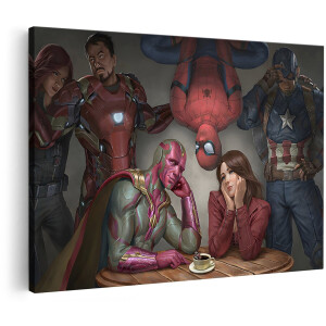 Artaza Canvas Schilderij Marvel Avengers - 180x120 cm - Groot - Wanddecoratie Superhelden - Muurdecoratie Spiderman - Decoratie Iron Man Slaapkamer
