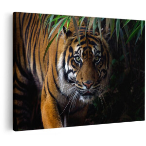Artaza Canvas Schilderij Tijger In De Jungle - 180x120 cm - Groot - Wanddecoratie Woonkamer - Schilderijen - Muurdecoratie