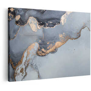 Artaza Canvas Schilderij Abstracte Kunst Grijs Marmer - 180x120 cm - Groot - Foto Op Canvas - Wanddecoratie Woonkamer