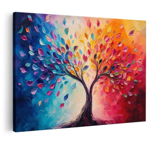 Artaza Canvas Schilderij Kleurrijke Levensboom - Abstract Kunstwerk - 120x80 cm - Groot - Wanddecoratie Woonkamer - Schilderijen - Muurdecoratie