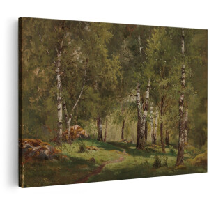 Artaza Canvas Schilderij Bos - 180x120 cm - Groot - Wanddecoratie Berken - Muurdecoratie Landschap - Schilderijen Natuur Woonkamer