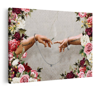Artaza Canvas Schilderij Handen Met Handboeien - 180x120 cm - Groot - Wanddecoratie Modern - Muurdecoratie Bloemen - Decoratie Pop Art Woonkamer