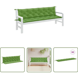 vidaXL Tuinkussens - Tuinbankkussens - Tuinbankkussens 2 st 200x50x7 cm stof gemêleerd groen - Buitenkussens - Lounge <a title="kussens vergelijken" href="https://furn.nl/kussens">kussens</a> - Patio <a title="kussens vergelijken" href="https://furn.nl/kussens">kussens</a>