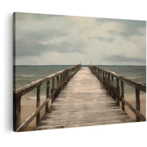 Artaza Canvas Schilderij Strand Zee - 180x120 cm - Groot - Wanddecoratie Pier - Muurdecoratie Landschap - Decoratie Woonkamer - Kamer Accessoires