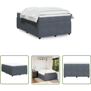 vidaXL Boxspring Bed - Boxspring - Boxspring met matras fluweel donkergrijs 120x200 cm - Fluweel Bed - Donkere Kleuren - Tweepersoons Bed