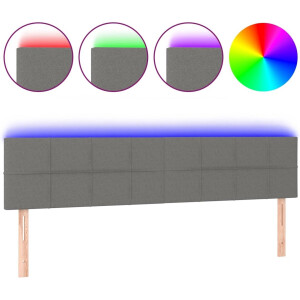 vidaXL - Hoofdbord - LED - 160x5x78/88 - cm - stof - donkergrijs