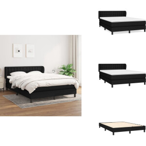 vidaXL Boxspring - Boxsprings - Bed - Slaapmeubel - Boxspring met matras stof zwart 140x190 cm